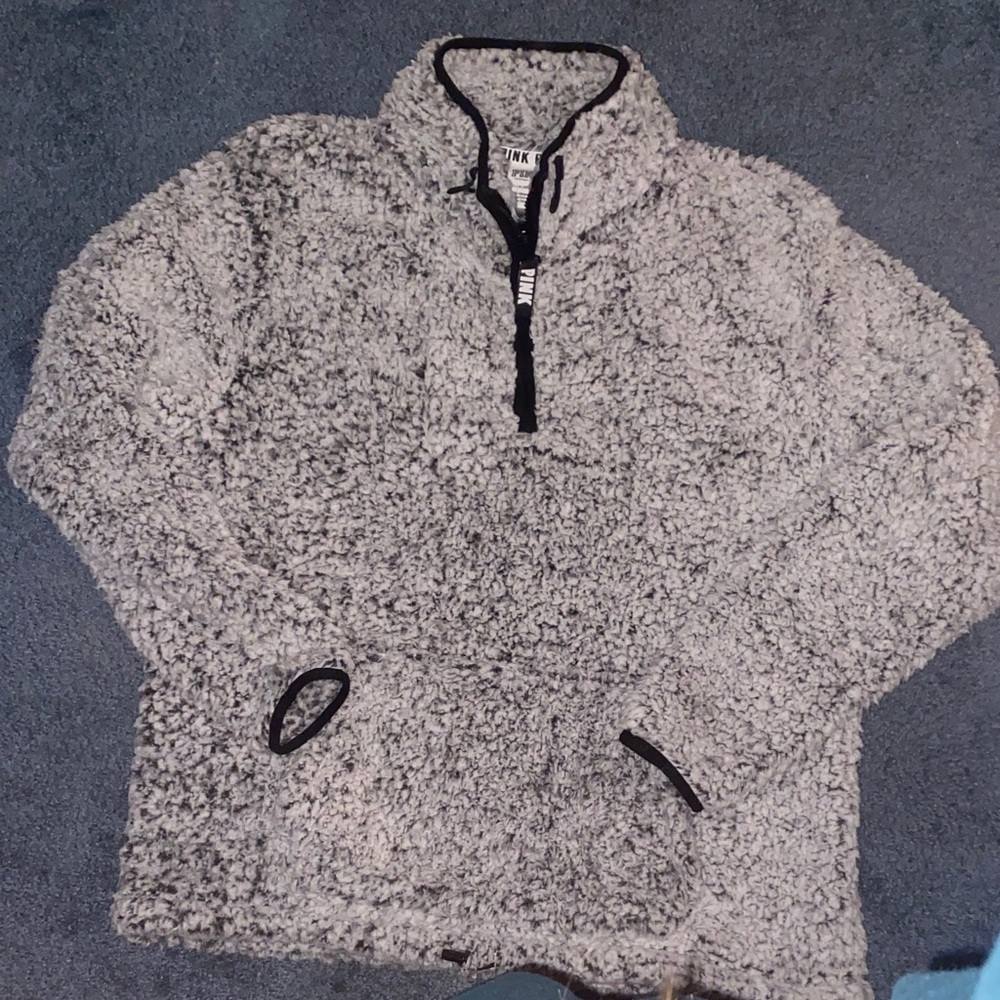 PINK Victoria's Secret Gray Teddy Sherpa Jacket